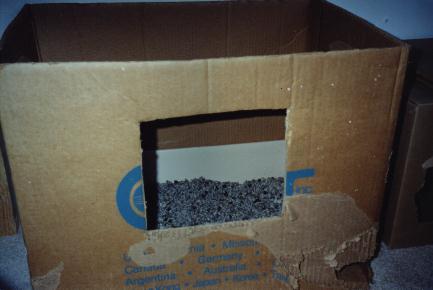 a cardboard outhouse